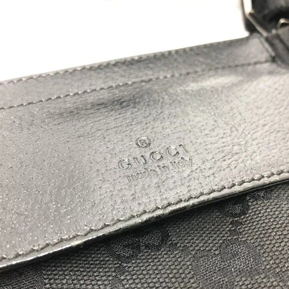 Auth GUCCI 28566 GG body bag Belt bag Waist Pouch Black/SilverHardware main image 7